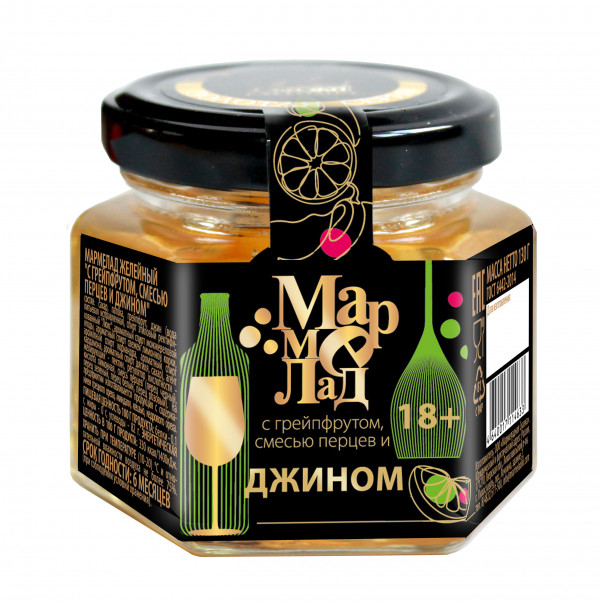 №2 Мармелад в банке "С грейпфрутом, смесью перцев и джином" 130г (18+)  в Лабинске