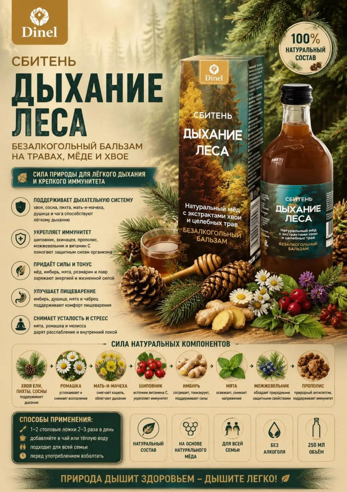  Сбитень Дыхание леса, 250мл  в Лабинске